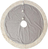 Handmade Gray Fringe Border Wool Christmas Tree Skirt 60" Arcadia Home