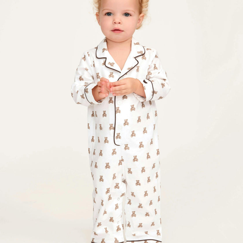 Baby's Twill Classic Romper in Teddy Tales
