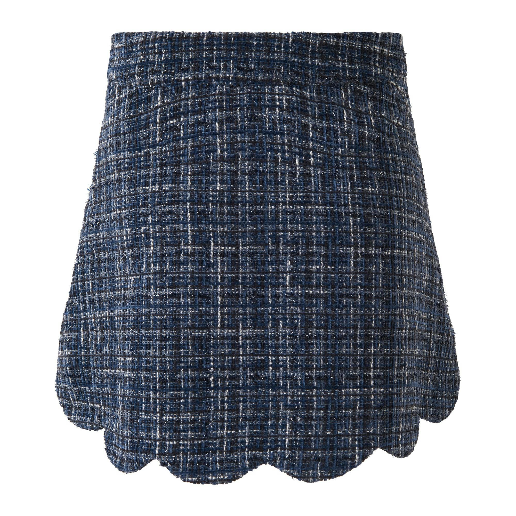 Navy Tweed Skirt Set