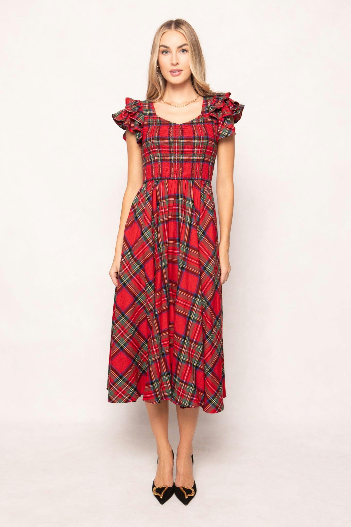 Hattie Dress in Holiday Plaid