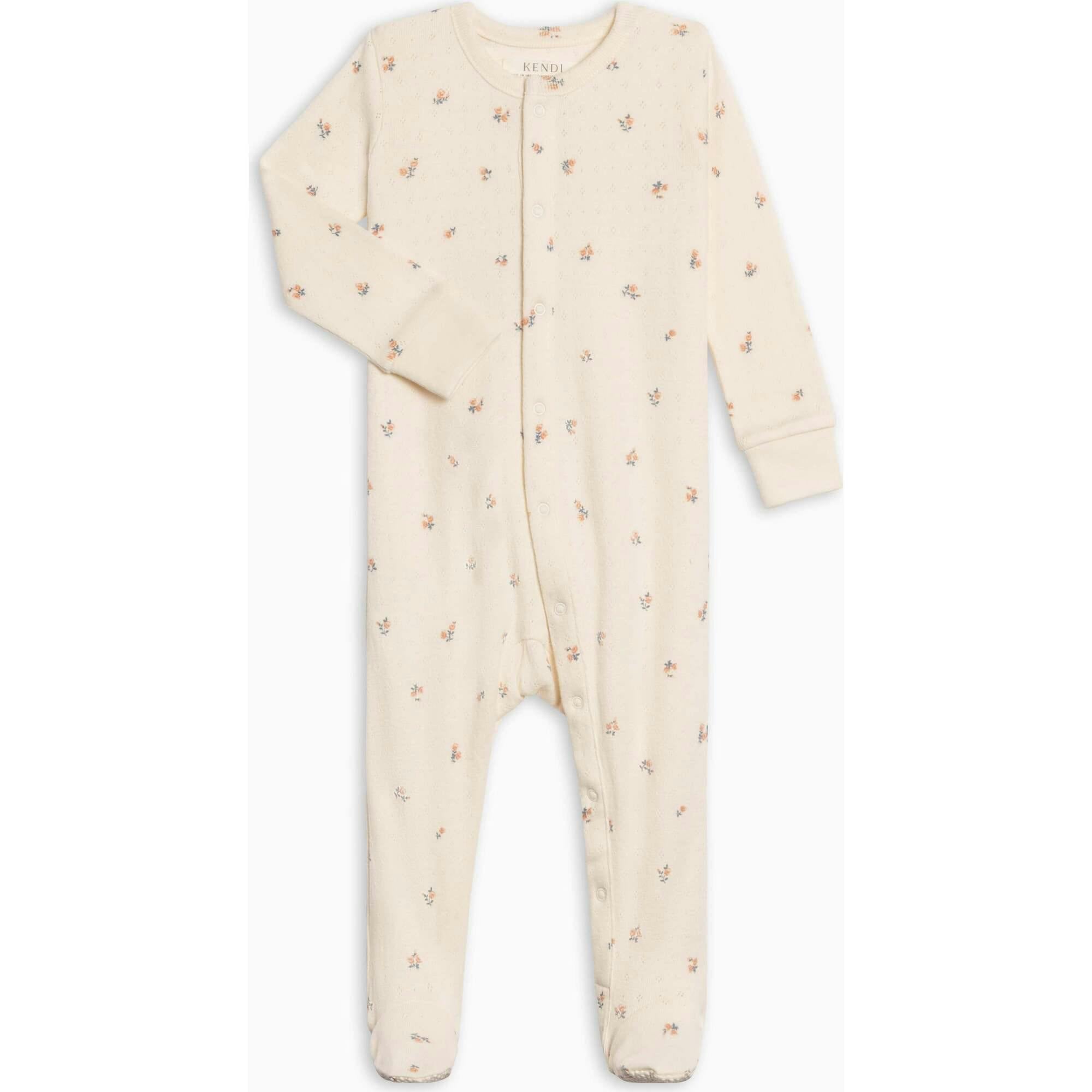 Skylar Pointelle Sleeper - Maris Floral / Ivory + Sea