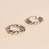 Rope Chunky Rounded Huggie Hoop Earrings