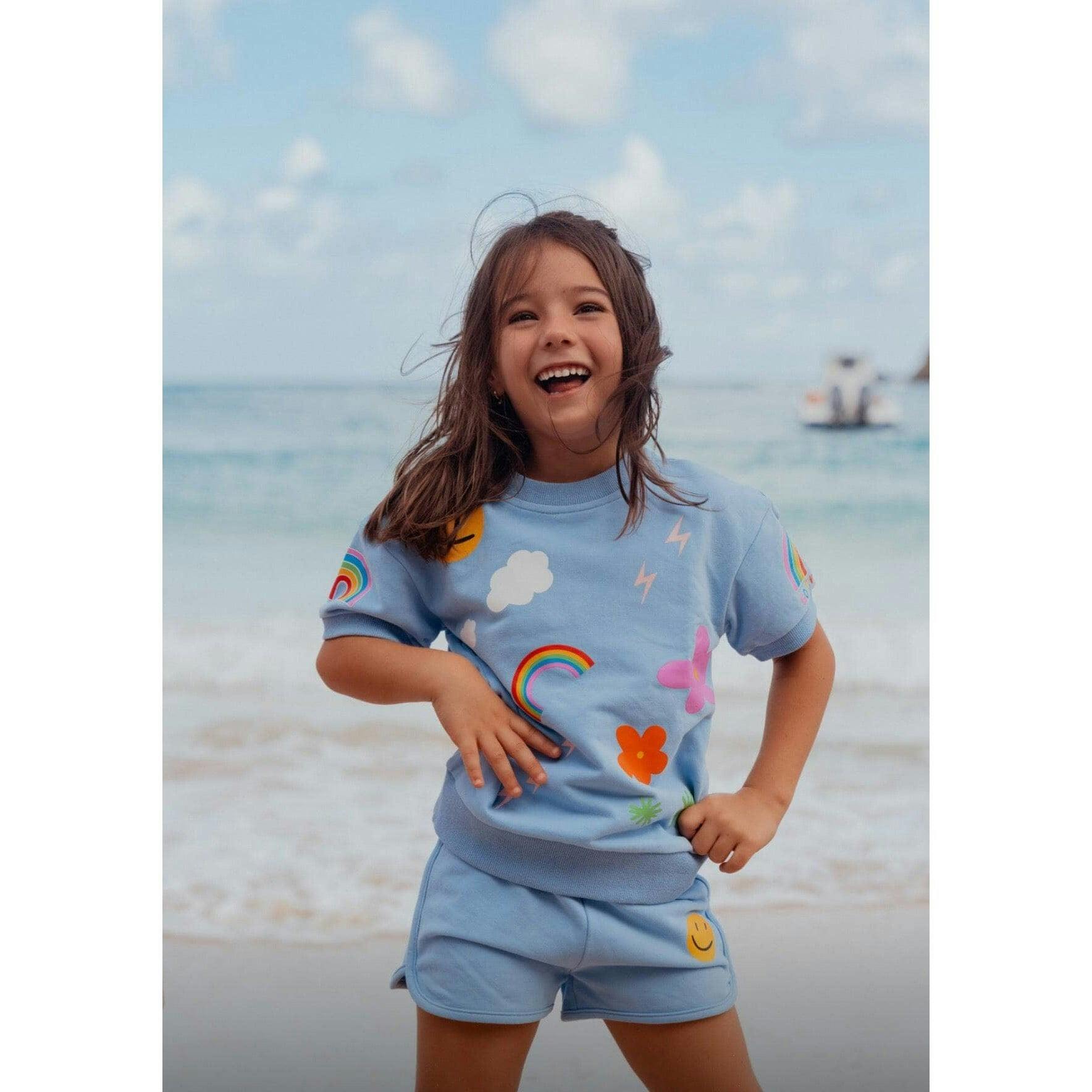 Happy Daisy Print 2-Piece Tee & Short Set