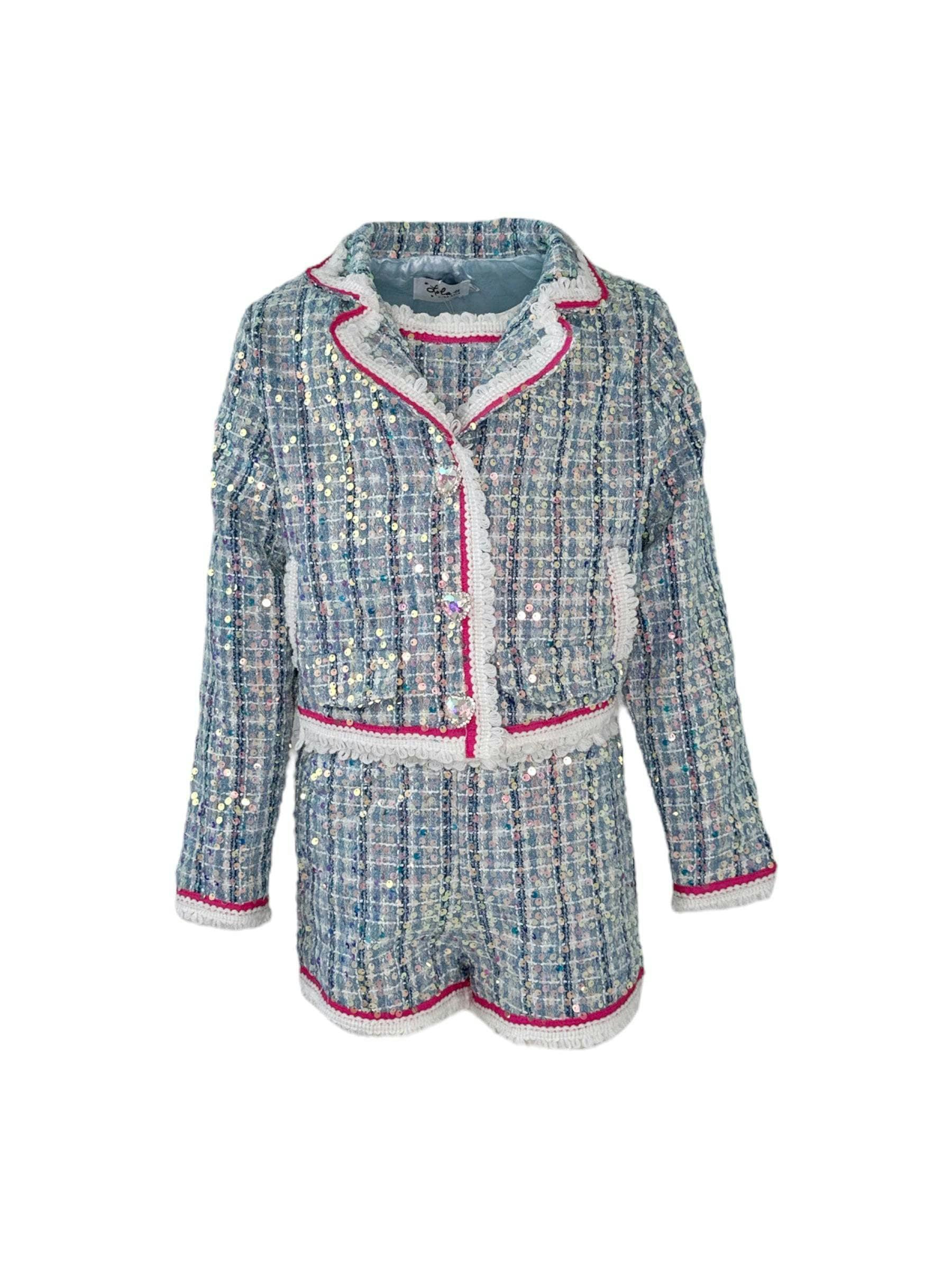 3-In-1 Plaid 3-Piece Contrast Trim Coco Suit