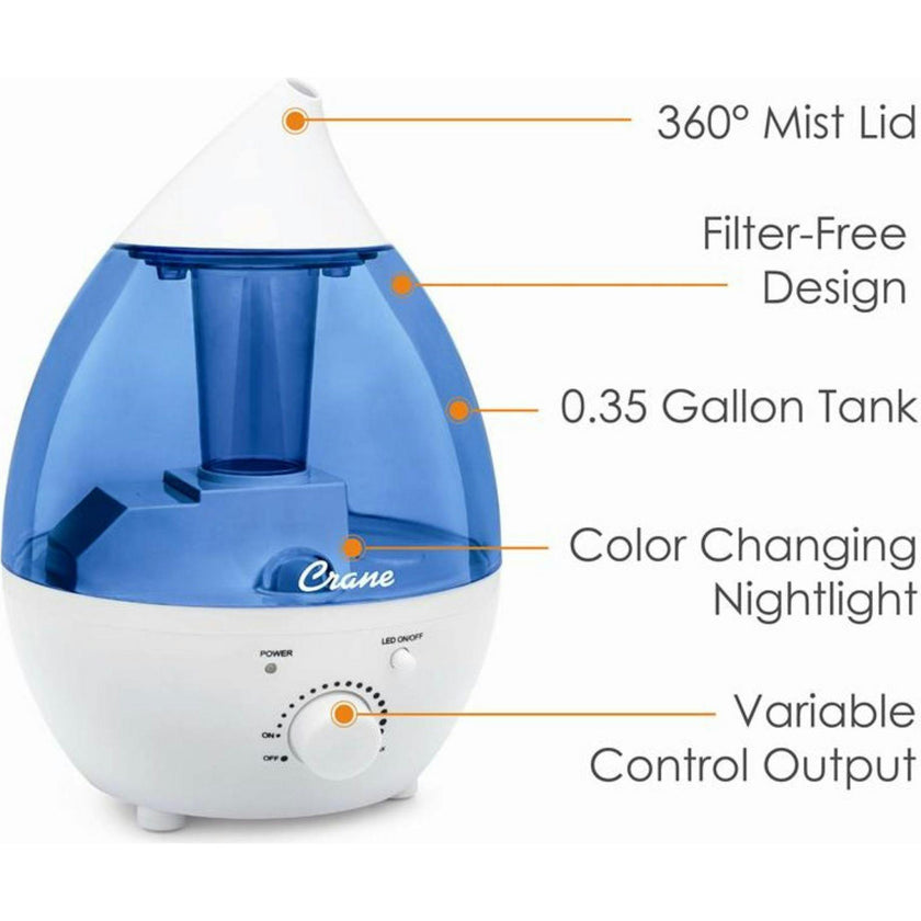 0.35 Gallon Mini-Drop Cool Mist Humidifier