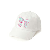 Sky Blue Floral Bow Patch Baseball Hat - White