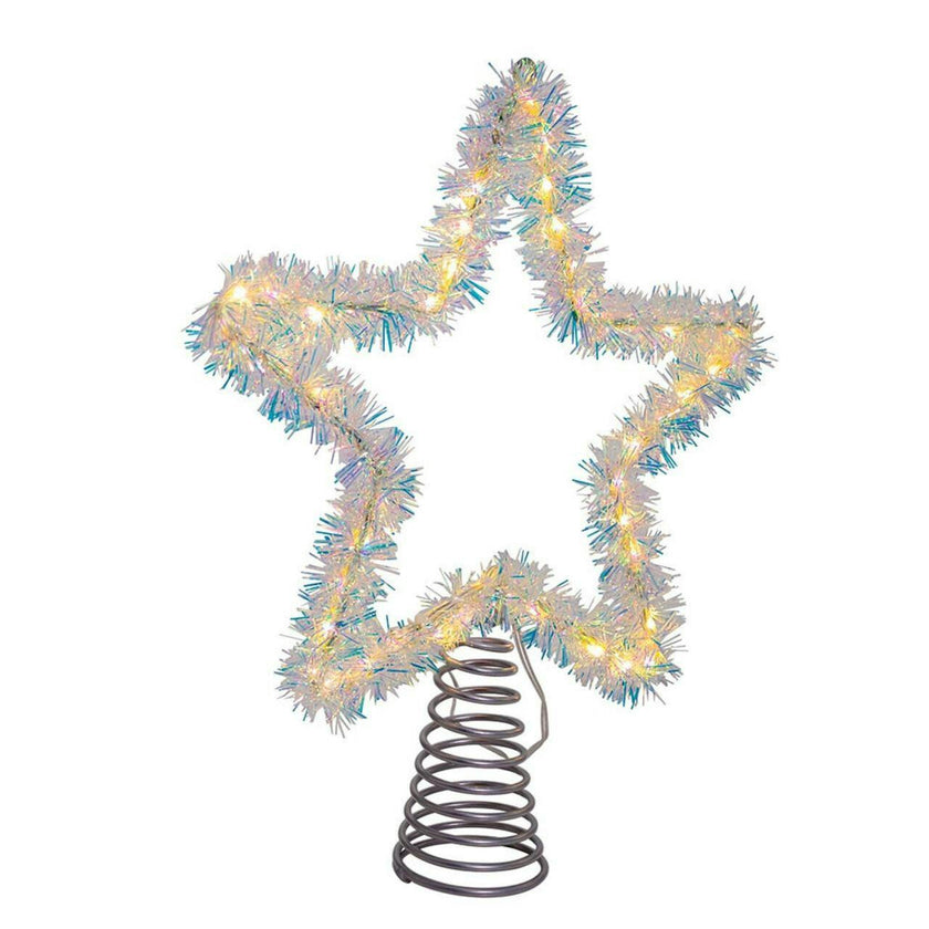 Kurt Adler 12.2-Inch Tinsel Star Tree Topper with Warm White LED Lights