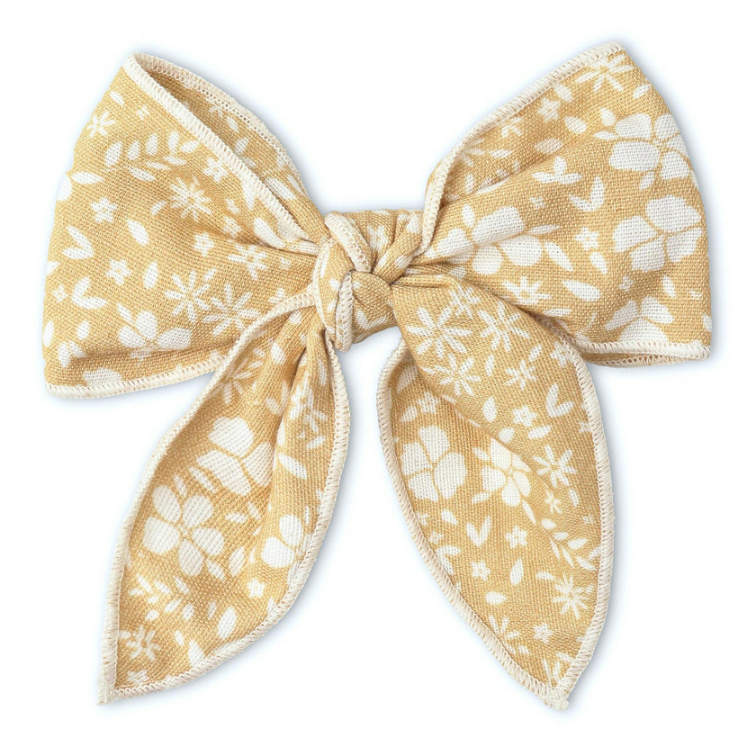 Organic Hair Bow Clip - Yellow Blossom