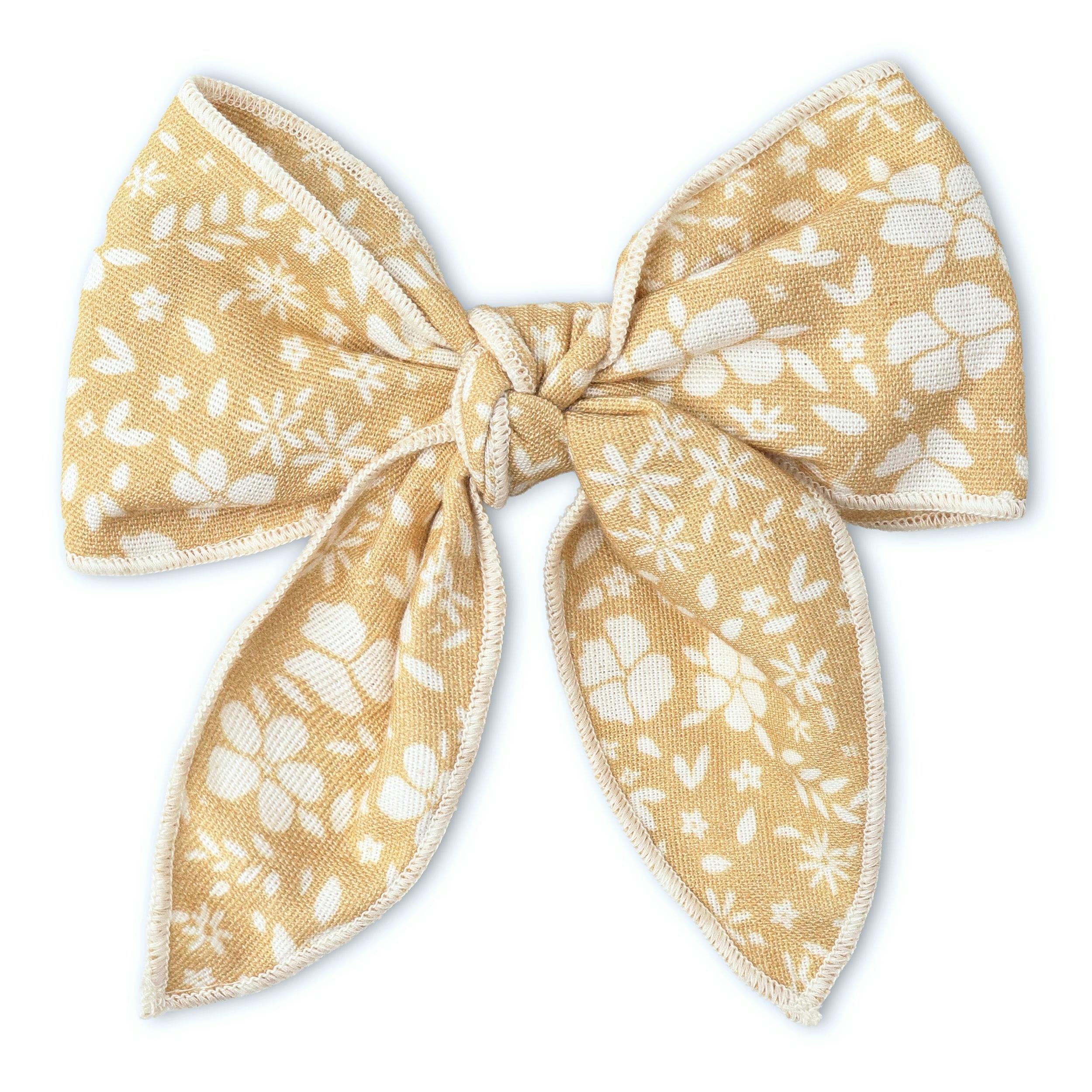 Organic Hair Bow Clip - Yellow Blossom