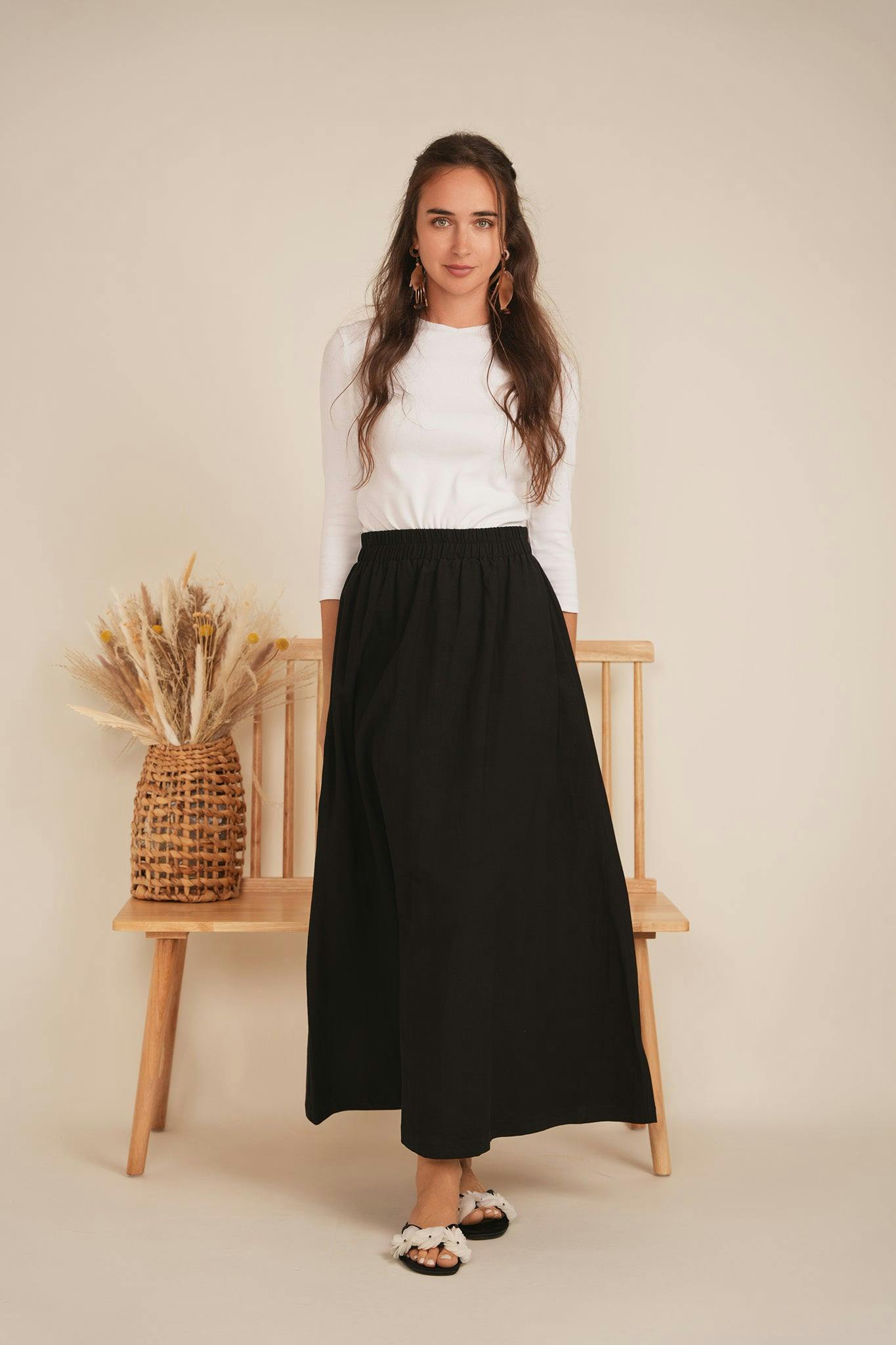 Linen Maxi Pull On Skirt