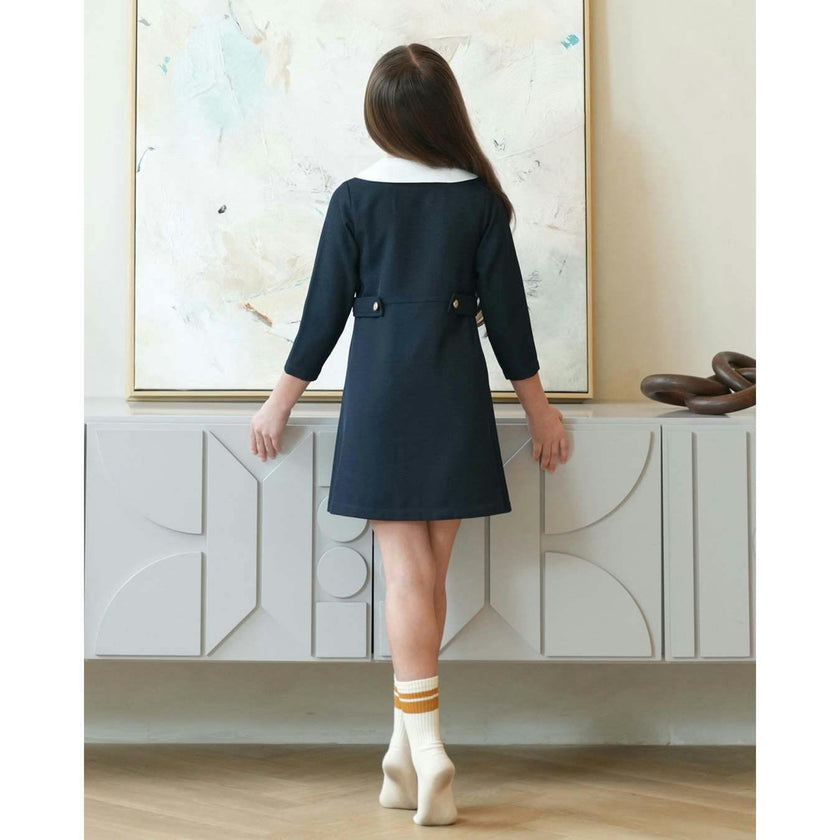 Zelie dress (dark-sapphire tweed)