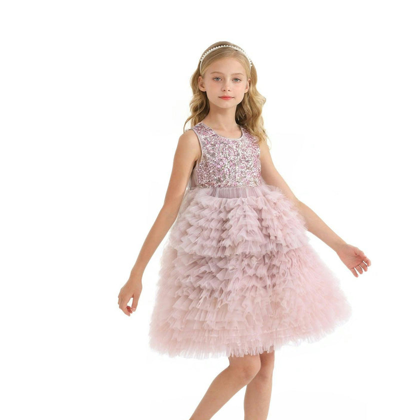 Pink Sparkle Tiered Tulle Dress