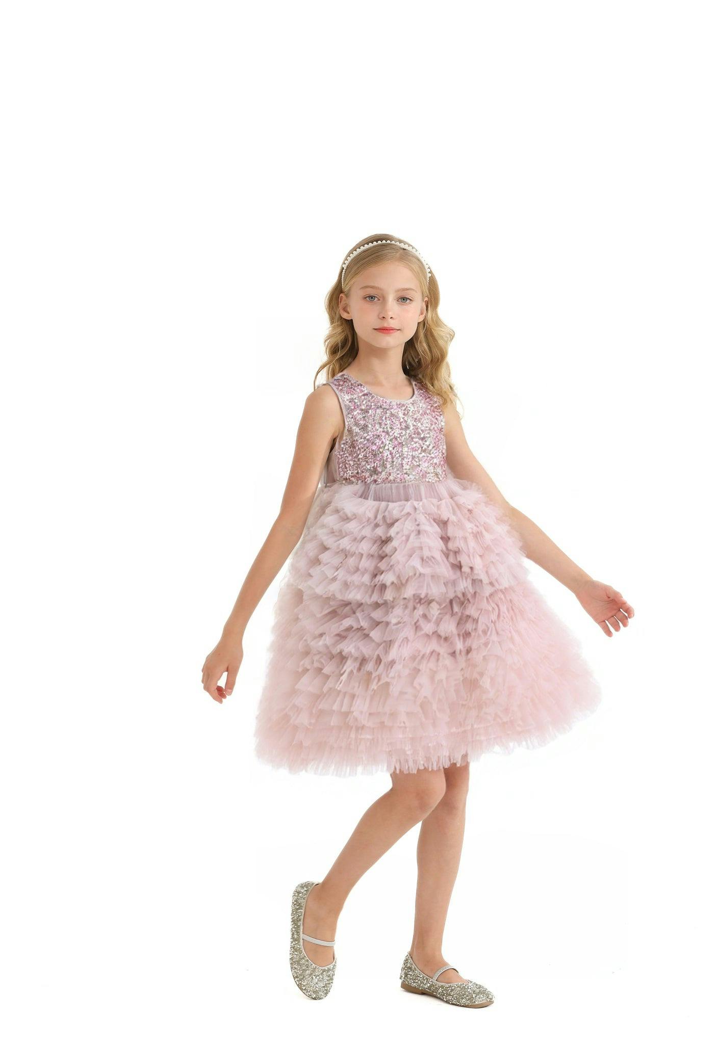 Pink Sparkle Tiered Tulle Dress