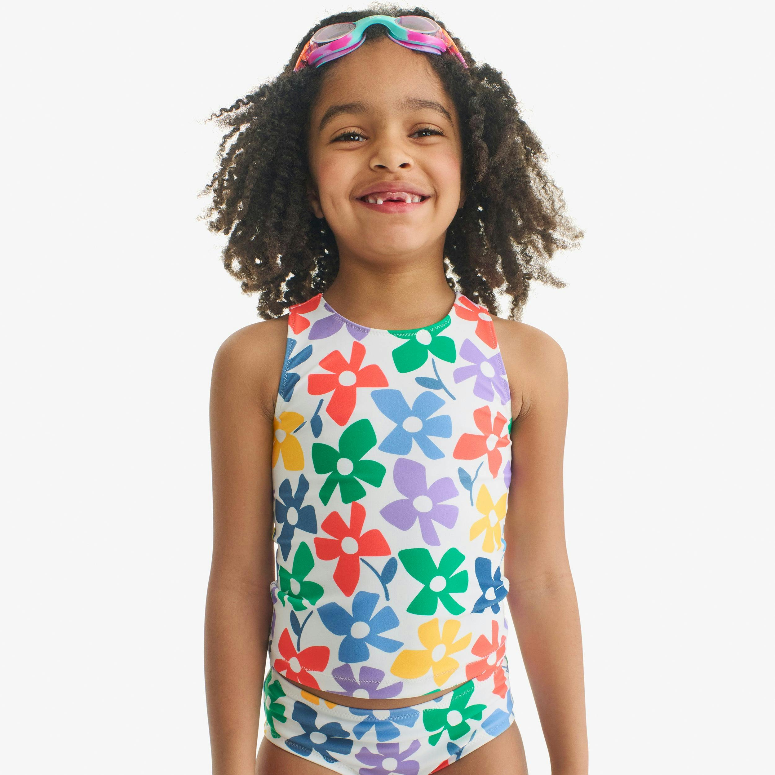 Clearance kids swim bikini bottom in rainbow blooms
