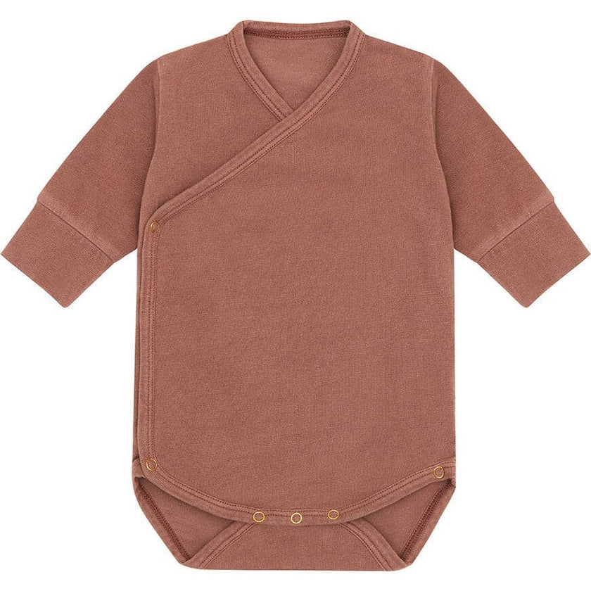 Organic Cotton Kimono Bodysuit, Brown
