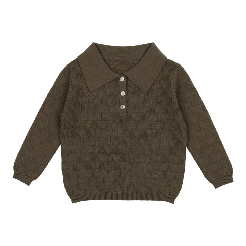 Textured Triangle Classic Collared Relaxed Fit Sweater