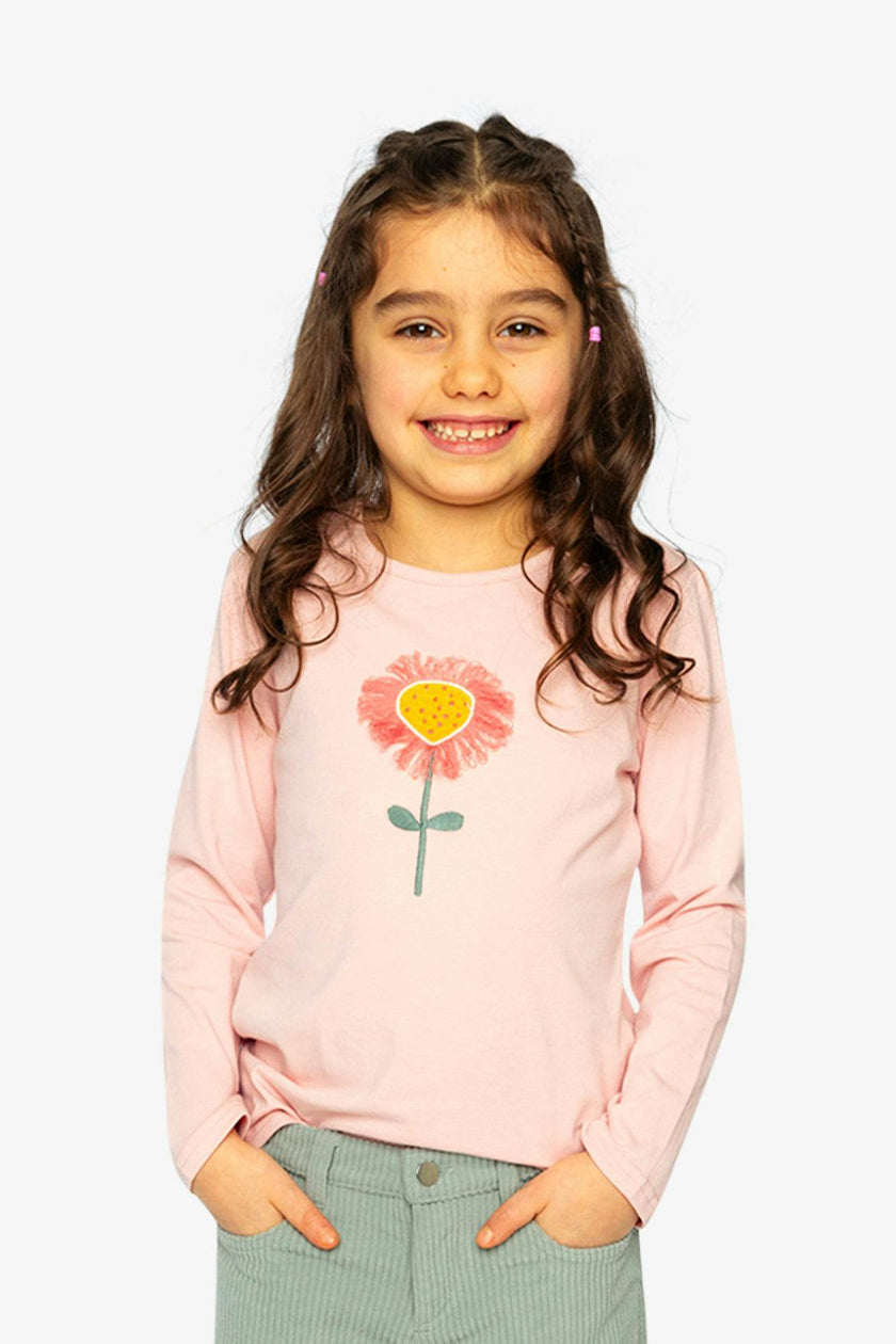 Long Sleeve Organic Cotton T-Shirt Pale Dusty Pink