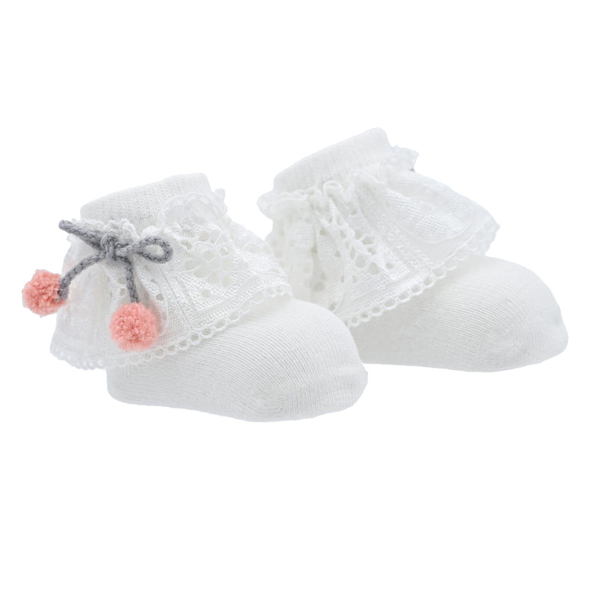 Laced Pom Pom Socks Set
