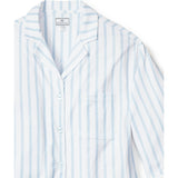 The Olivia Wide Leg Pima Pajama Set in Periwinkle Stripe