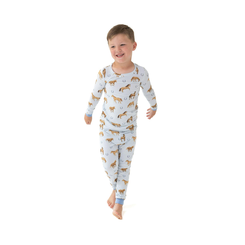 Horses - Blue - Long Sleeve Loungewear Set