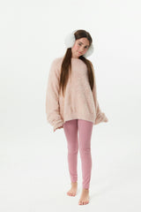 Maya Light Pink Fluffy Drop Shoulder Sweater