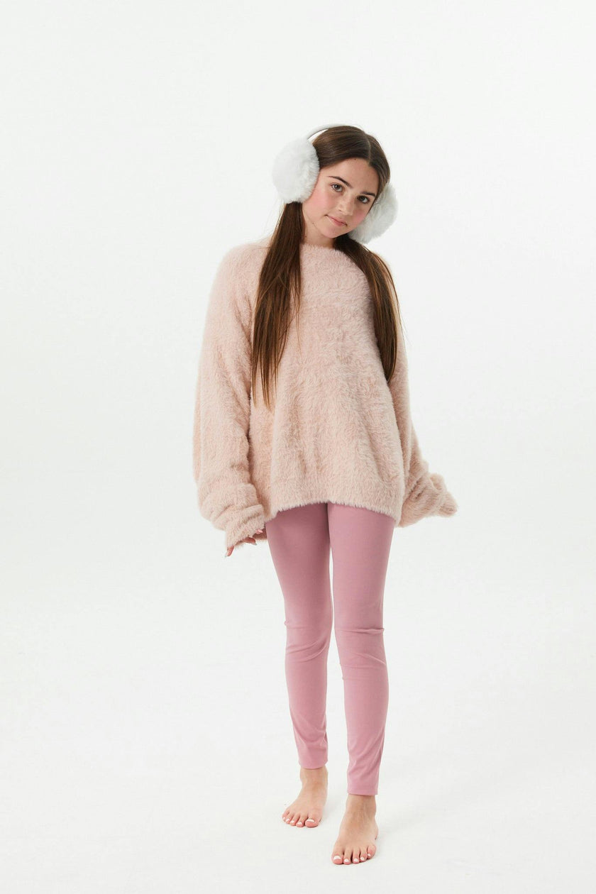 Maya Light Pink Fluffy Drop Shoulder Sweater