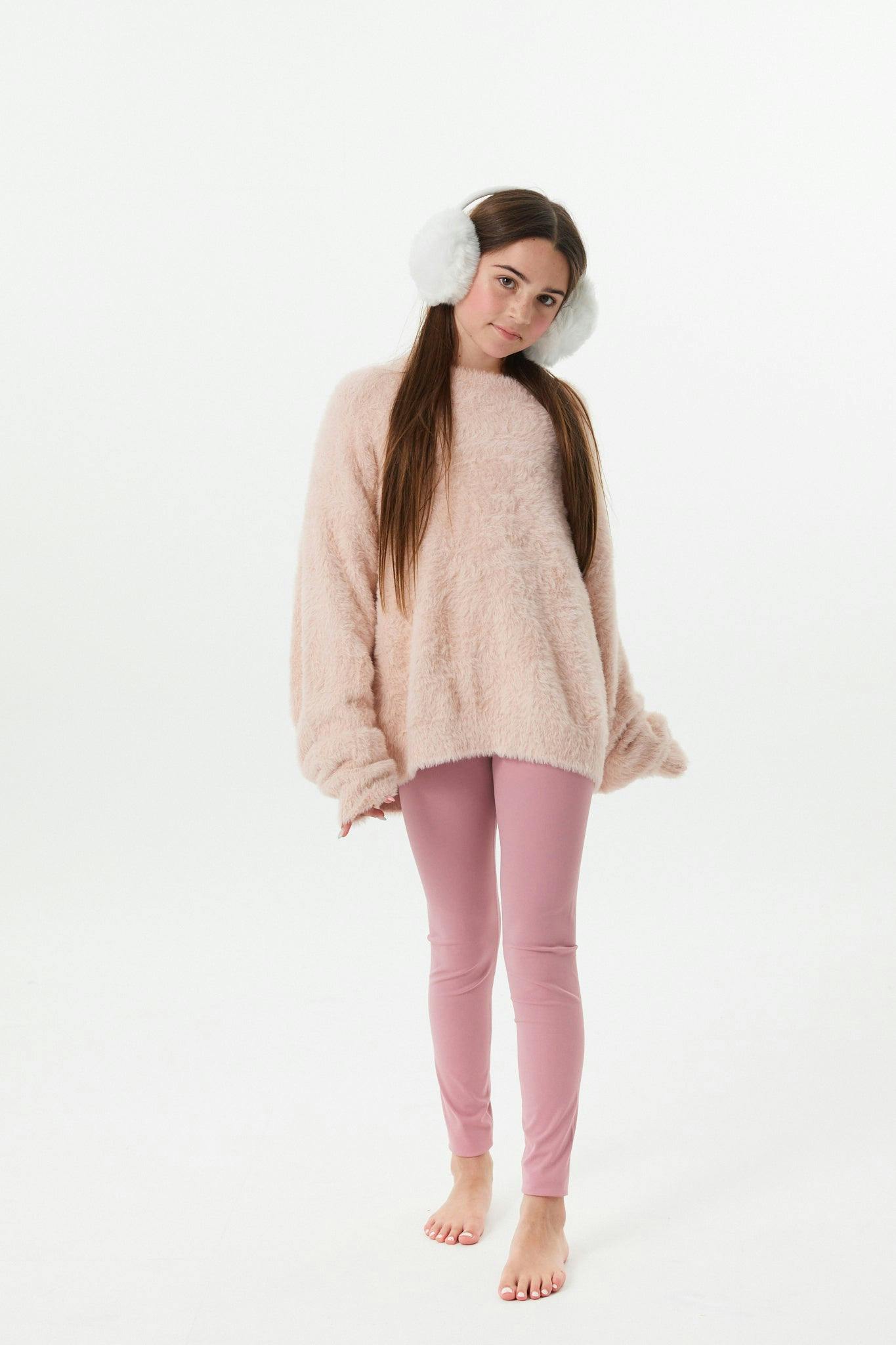 Maya Light Pink Fluffy Drop Shoulder Sweater