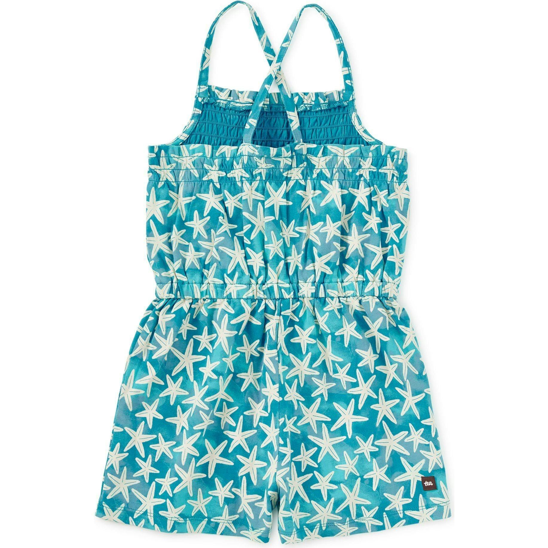 Smocked Strappy Romper, Orange