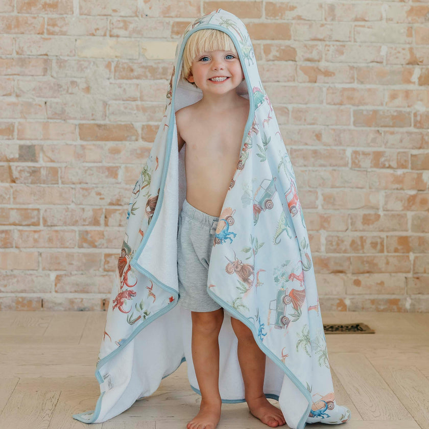 Premium Big Kid Hooded Towel - Dino Explorer