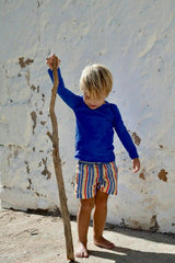 Boys' swim shorts, multicoloured stripes | NAPOLI