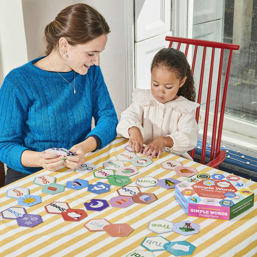 Hexagon Puzzle Pairs - Simple Words