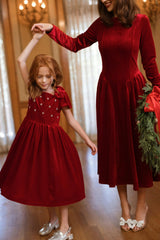 Mini Tiara Dress in Poinsettia Velvet