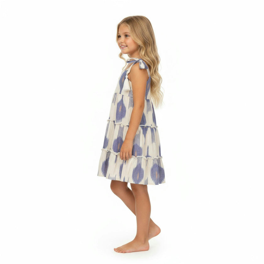 Bella Girls Shoulder Tie Sundress La Crème Ikat, Cream