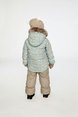 Baby Two Piece Snowsuit Blue Animal Print