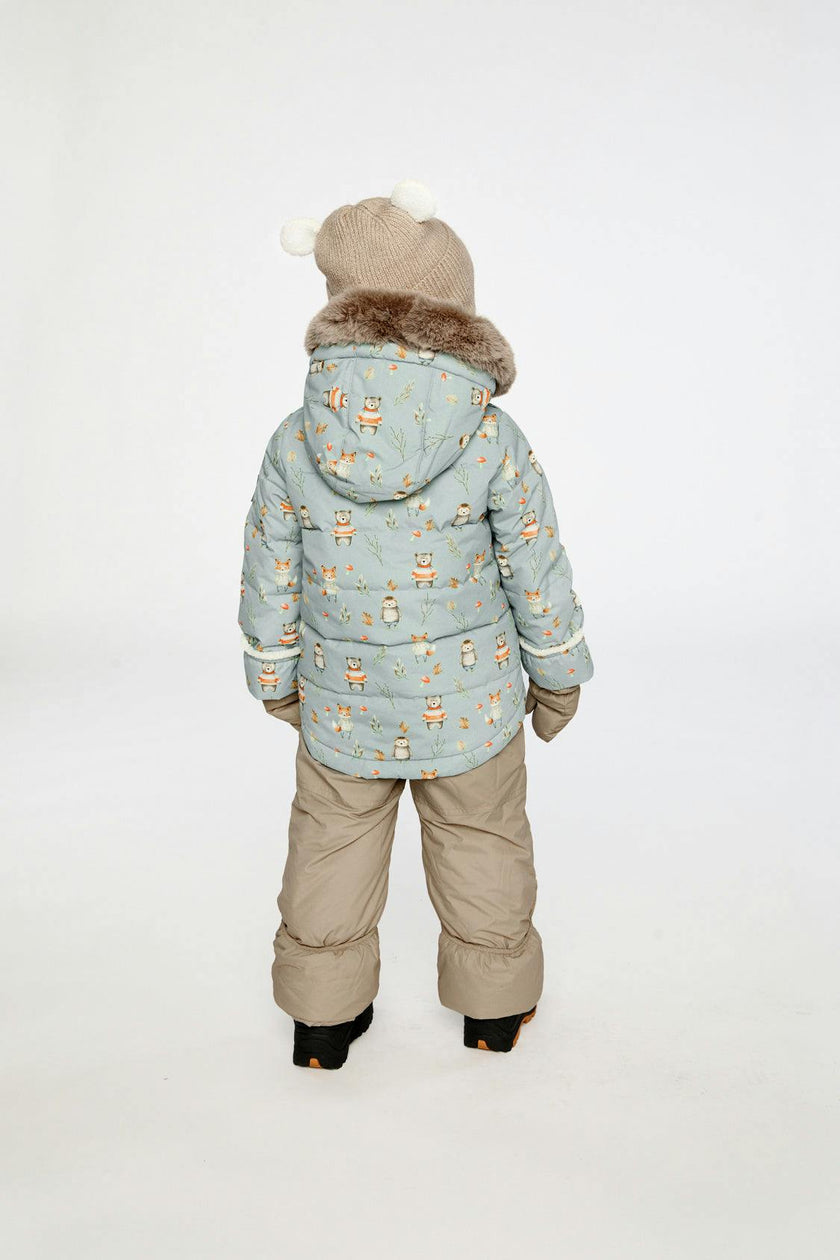 Baby Two Piece Snowsuit Blue Animal Print