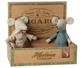 Grandma and grandpa mice in cigarbox
