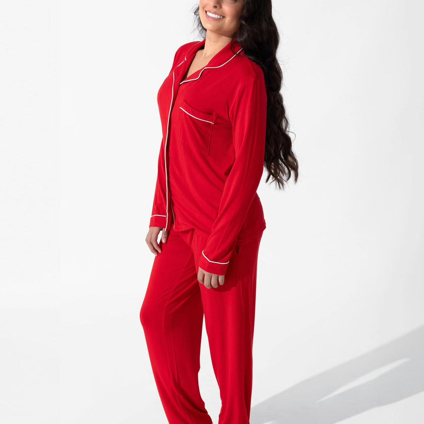 Winterberry Red Bamboo Women's Trim PJ Set