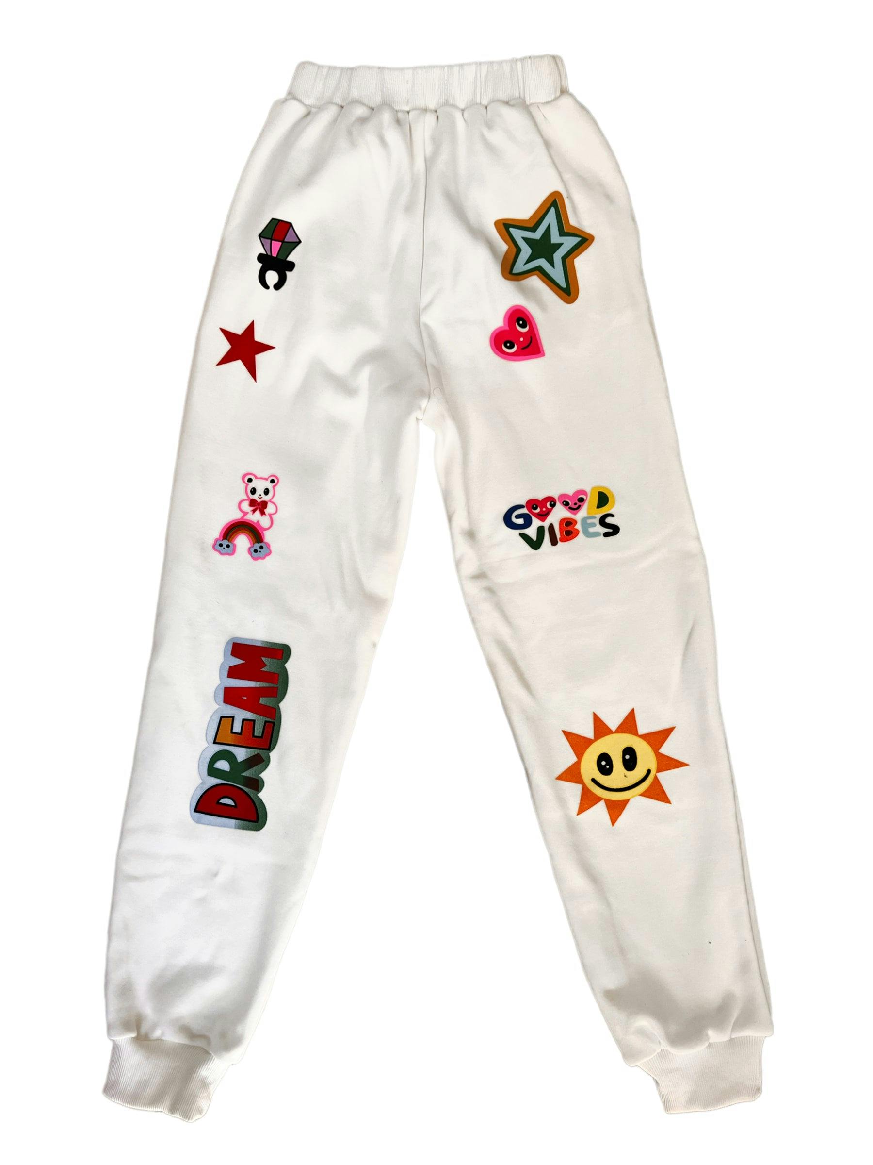 Graffiti Ice Cream Hoodie And Pant Set, White