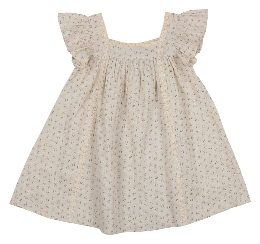 Lemon Blossom Flutter Sleeve Dress