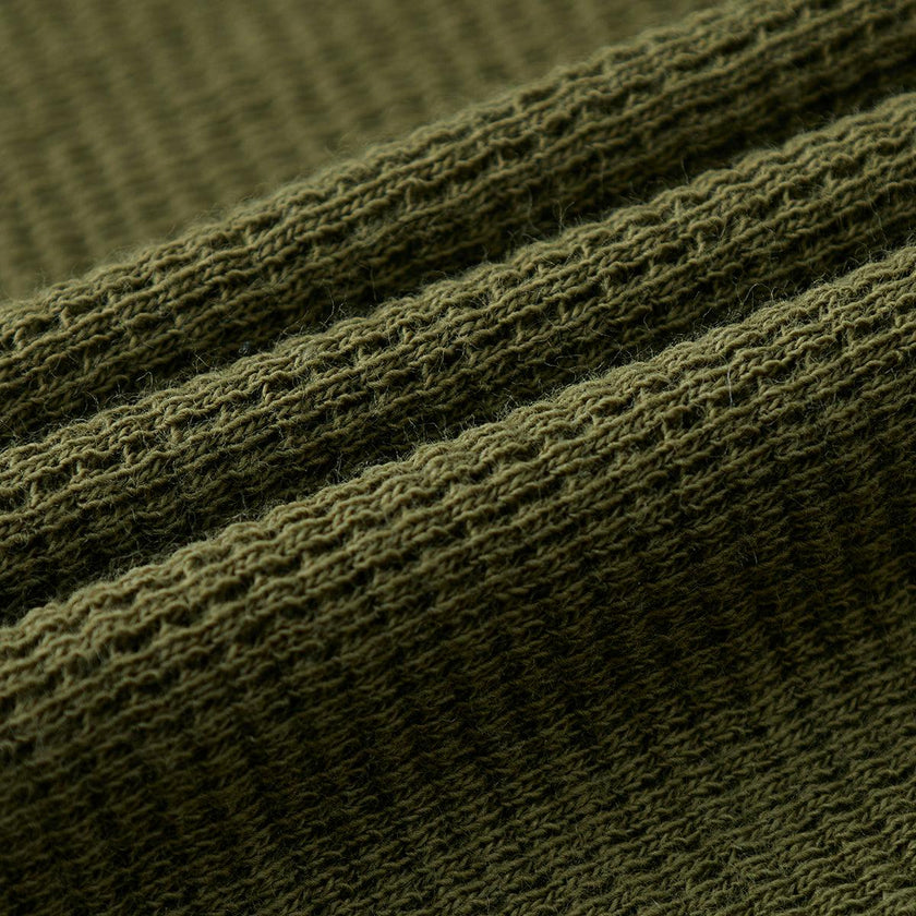 Olive Waffle Zipper Pajama
