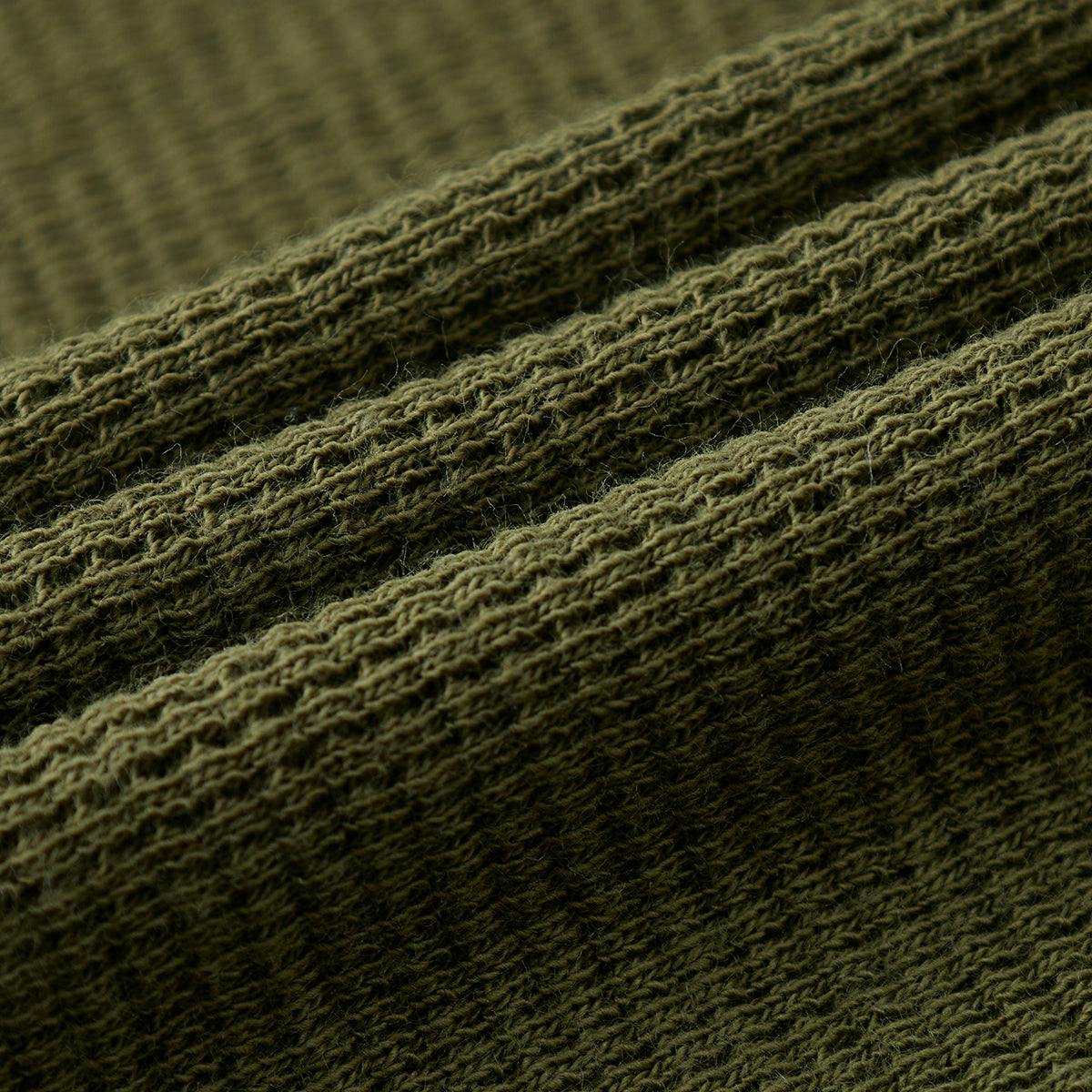 Olive Waffle Zipper Pajama