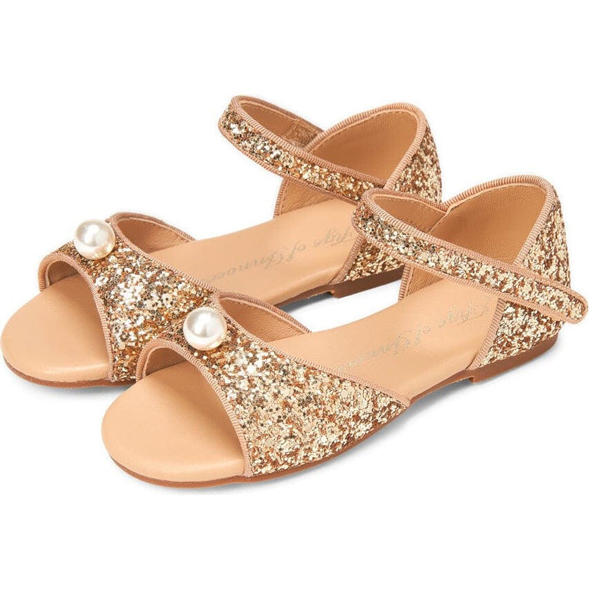 Mila Glitter Leather Slip-On Flat Sandals