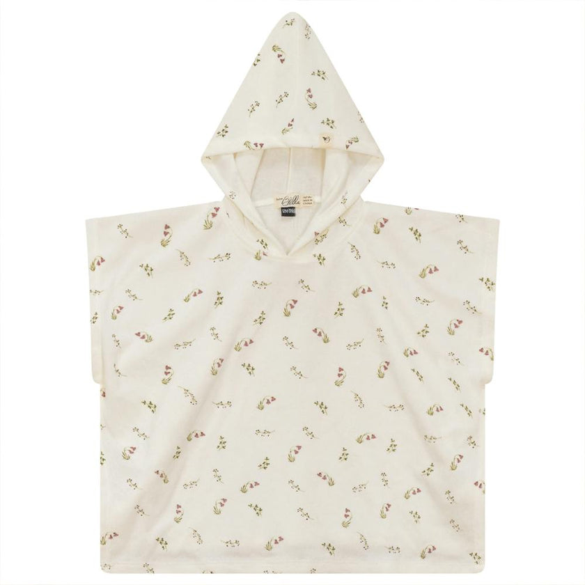 Printed Terry Poncho Beige/Cream