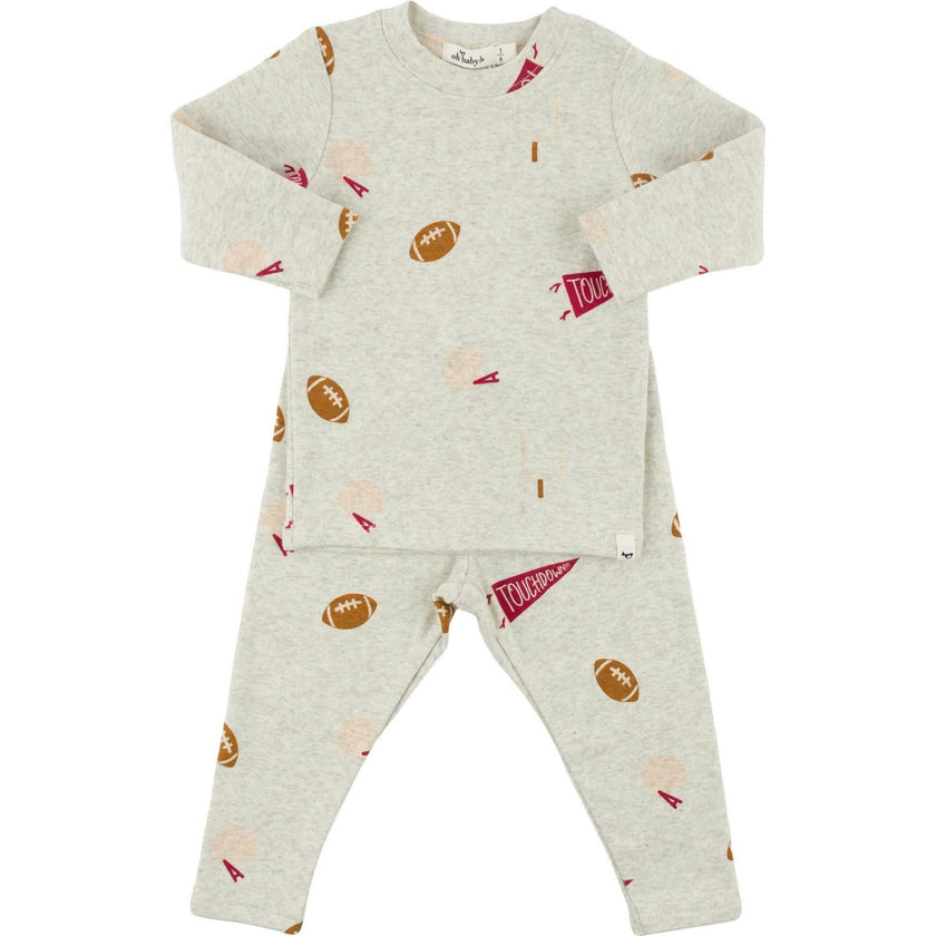 Football Print L/S 2pc Set