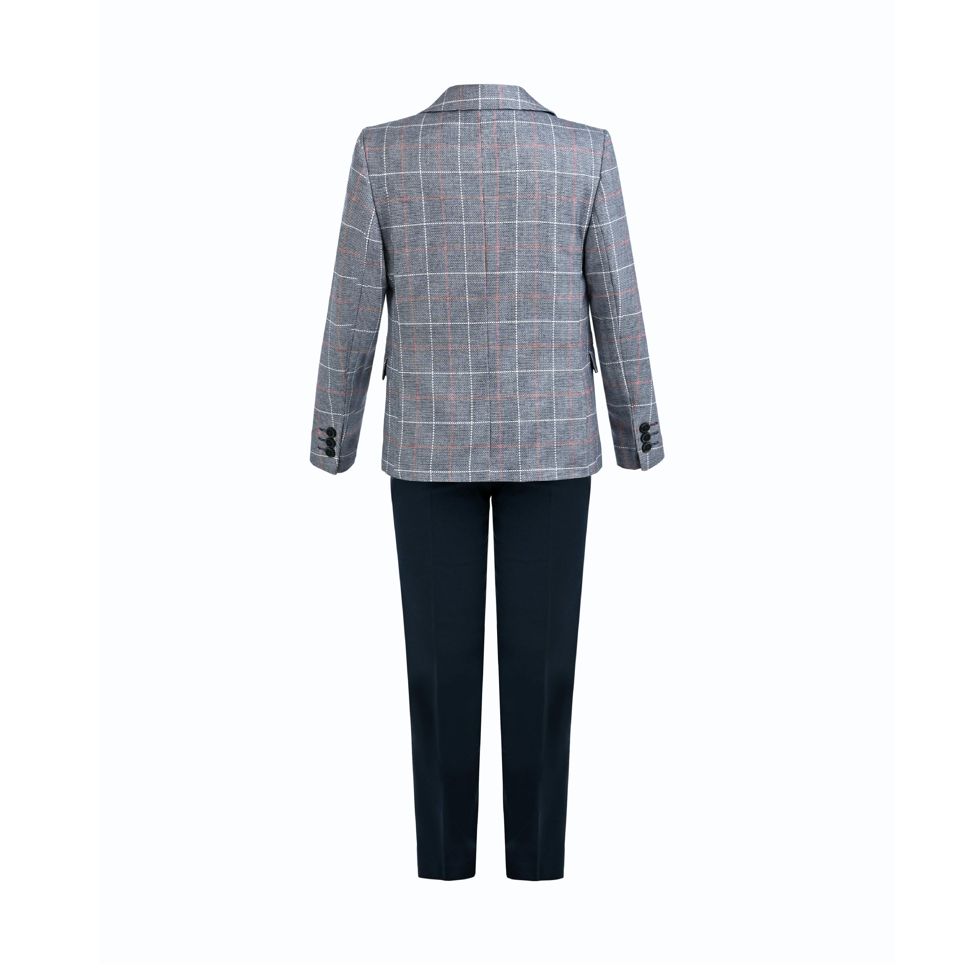 Blue Noah Plaid Blazer Suit Set with Shirt