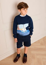 Seaside Postcard Knitted Jumper in Navy (18mths-6yrs)