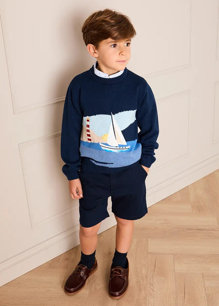 Seaside Postcard Knitted Jumper in Navy (18mths-6yrs)