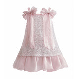 Light Pink Aurielle Beaded Bow Dress