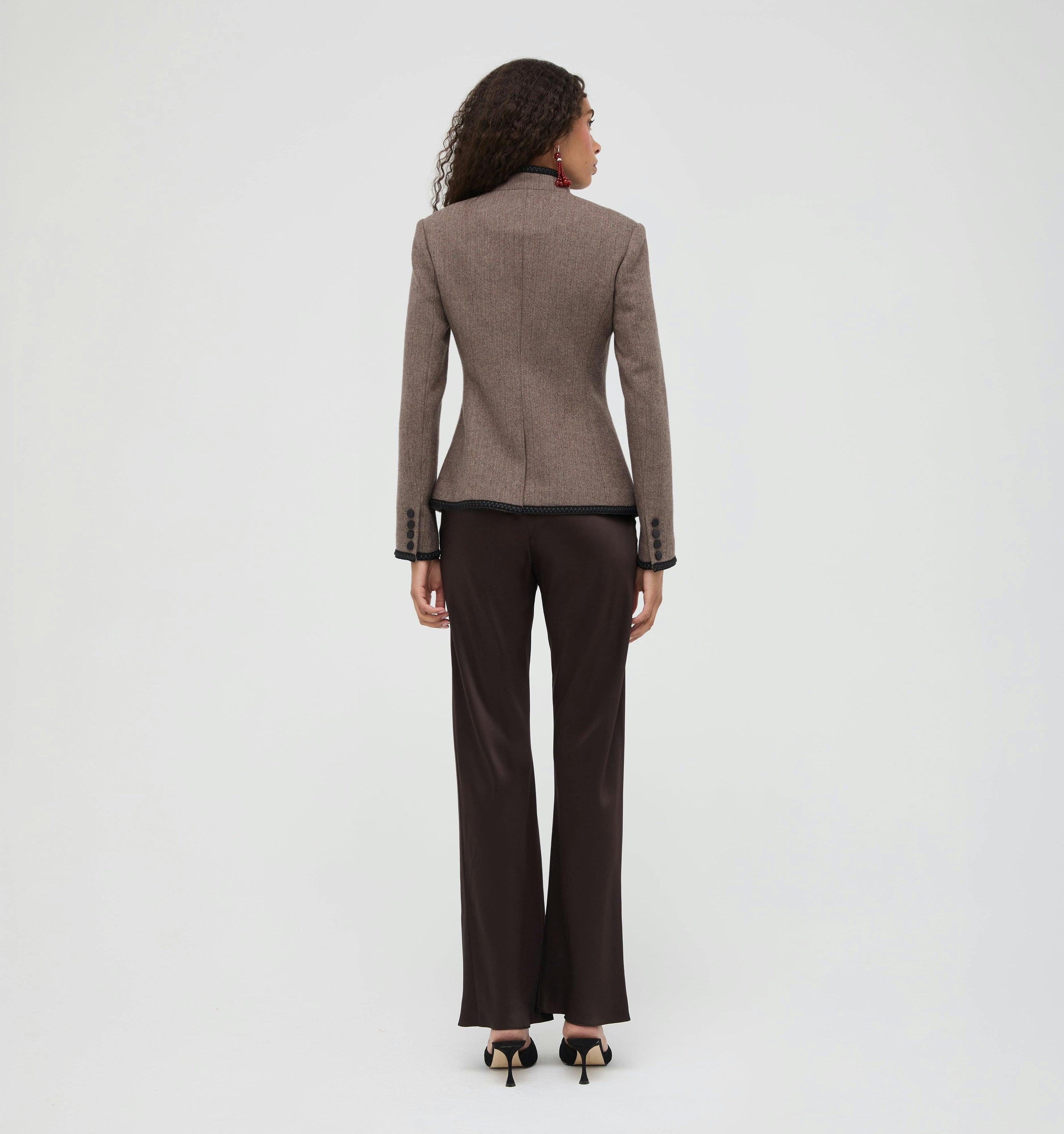 The Valerie Jacket -  Chocolate Herringbone