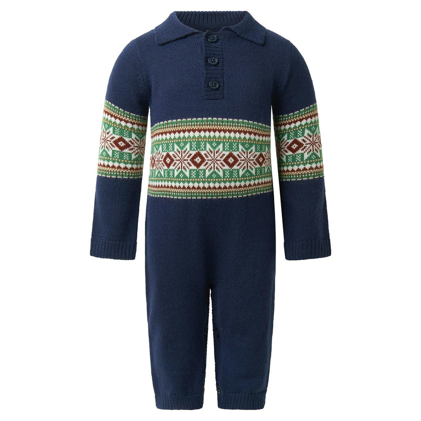 Navy Fairisle Knit Playsuit